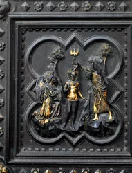 The Baptism of Christ by Saint John the Baptist, Tenth Panel of the South Doors of the Baptistery of San Giovanni